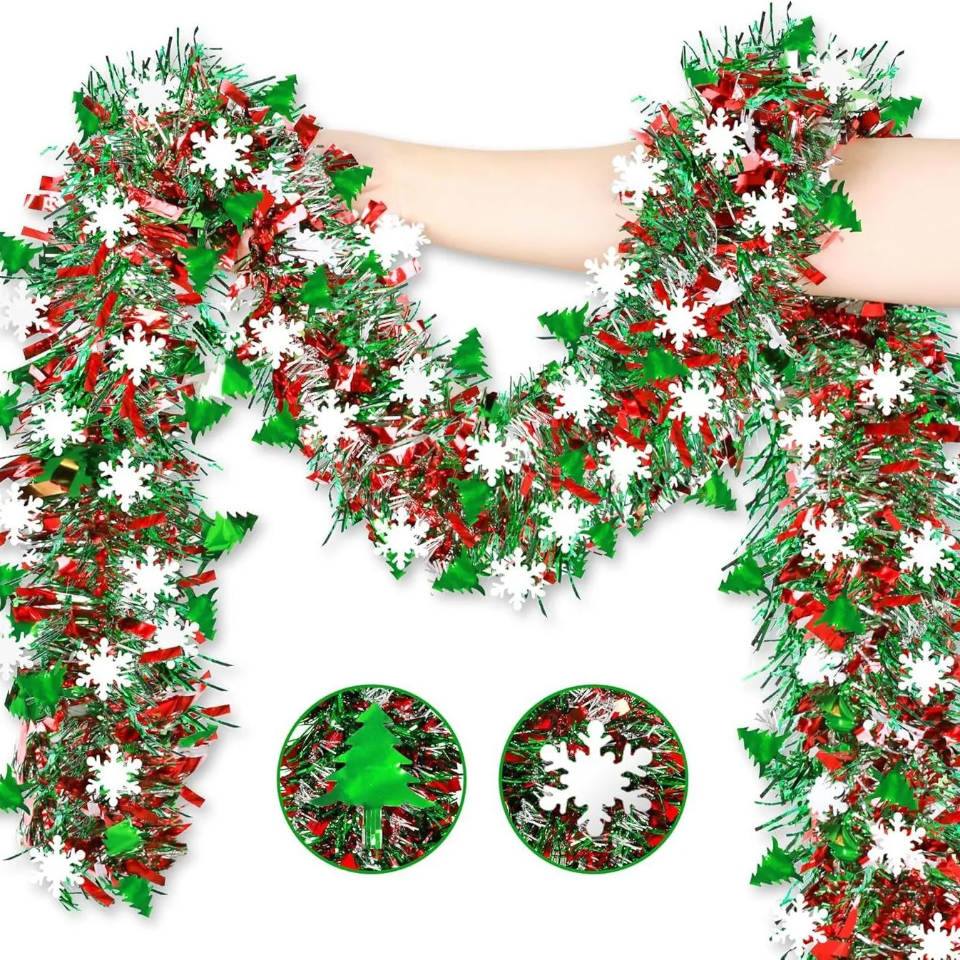 Tinsel Garland Decoration - 2 متر عيد الميلاد ندفة الثلج