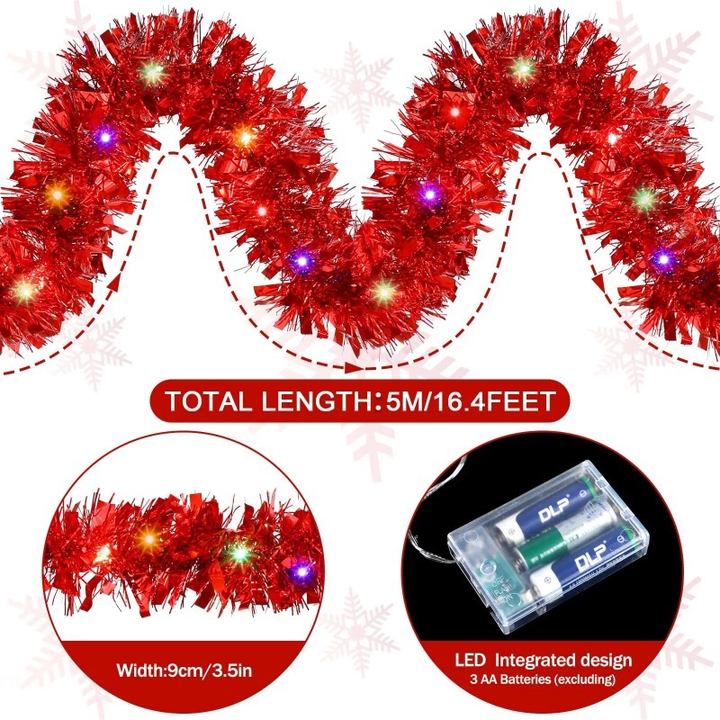 قطعة واحدة من زينة عيد الميلاد - مراجعة Tinsel Garland Decoration وسعره